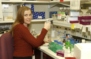 Wendy in het labo in 2004